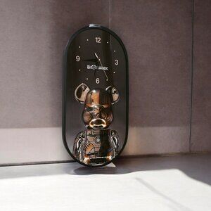 Brown & Gold Bear-brick Wall Clock, Collectible BearBrick Wall Clock 24x12 in